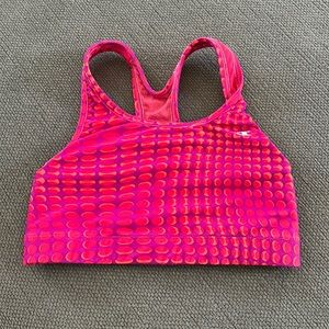 Purple pink and orange printed sports bra Champion size small